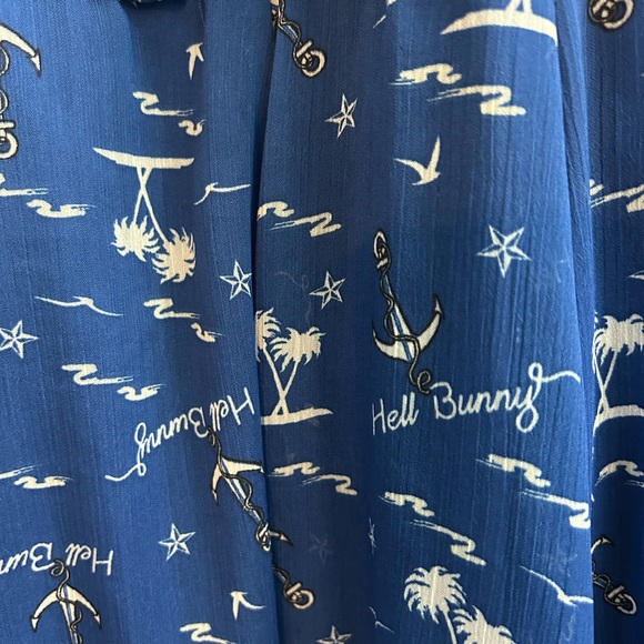 Hell Bunny Blue Halter for and flare  Dress with a pin up girl flair size small - Picture 8 of 10